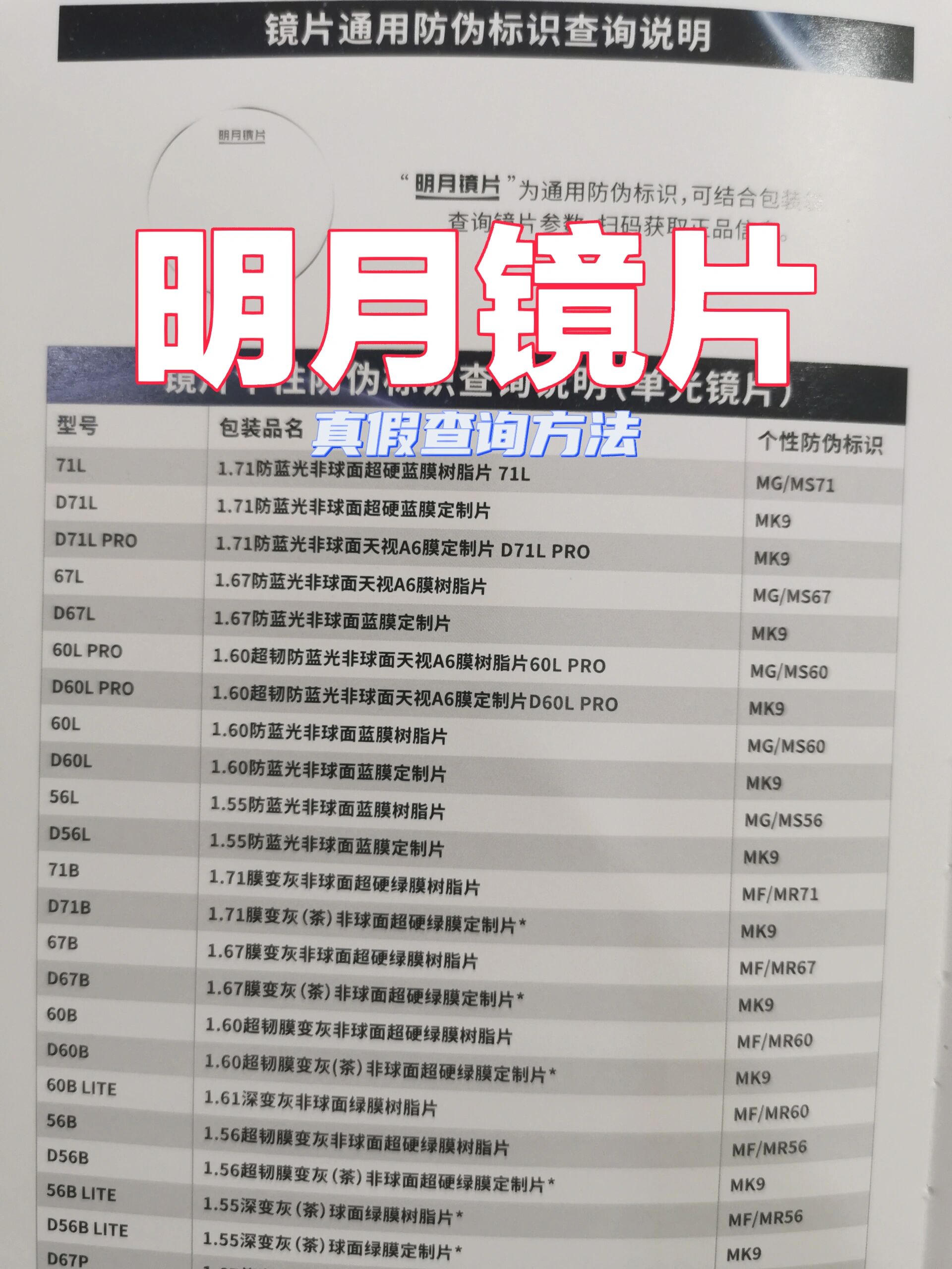 明月镜片验真假鉴别攻略